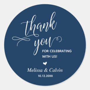 Vielen Dank für Ihre Feier, Navy Blue, Wedding Runder Aufkleber