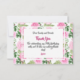 Vielen Dank für Ihre Feier zum 70. Geburtstag, Pin Dankeskarte