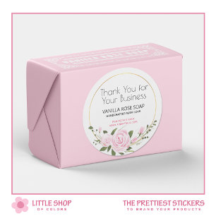 Vielen Dank für Ihre Floral Watercolor Runder Aufkleber