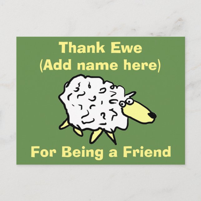 Vielen Dank für Ihre Freundschaft - Fun Sheep Desi Postkarte (Vorderseite)