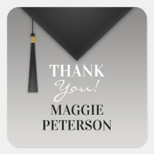 Vielen Dank für Ihre Graduierung Black Hat Tassel  Quadratischer Aufkleber