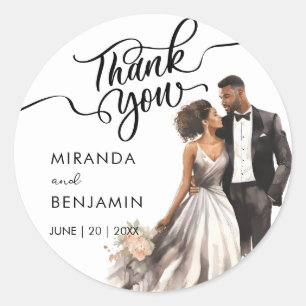 Vielen Dank für Ihre Hochzeit Black Bride Groom Wa Runder Aufkleber