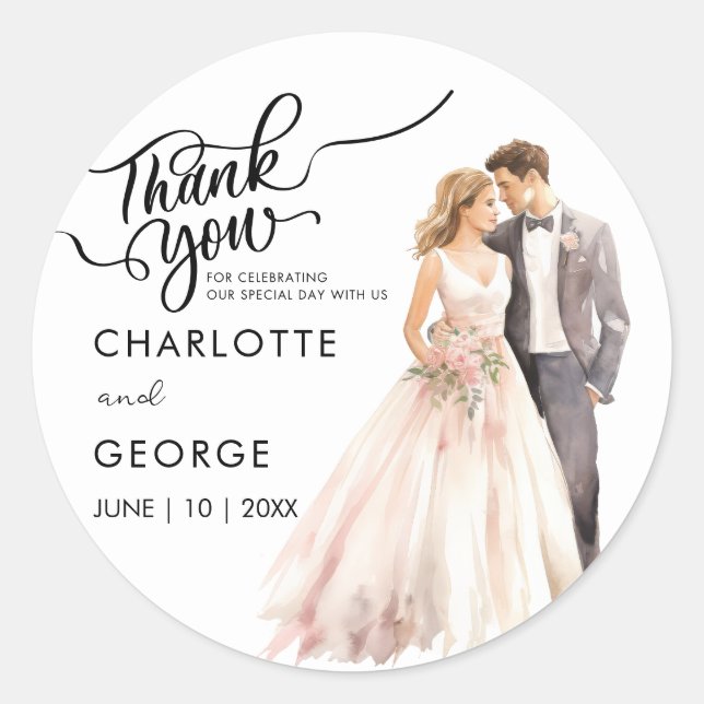 Vielen Dank für Ihre Hochzeit Bride Groom Back Wat Runder Aufkleber (Vorderseite)