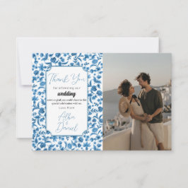 Vielen Dank für Ihre Hochzeit Chintz Blue & White Dankeskarte