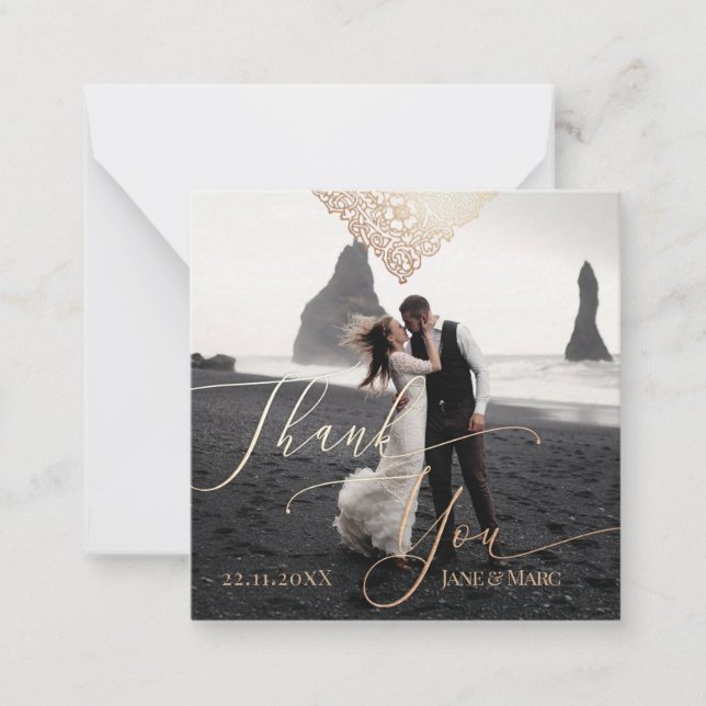 Vielen Dank für Ihre Hochzeit Custom Foto Card mit Mitteilungskarte (Vorderseite)