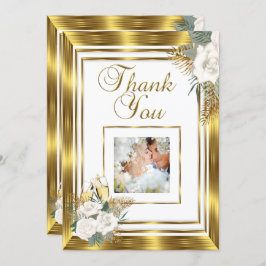 Vielen Dank für Ihre Hochzeit Golden White Rose Ch Dankeskarte