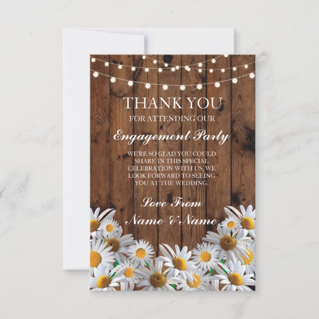 Vielen Dank für Ihre Hochzeit Rustic Wood Daisy Li Einladung (Vorderseite)