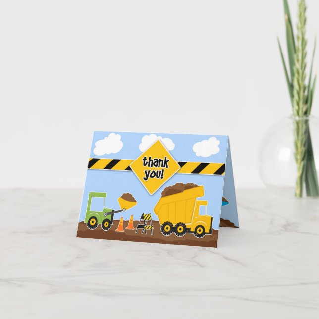 Vielen Dank für Ihre Konstruktionen Trucks Card Dankeskarte (Vorderseite)