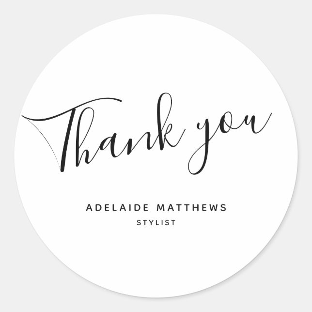 Vielen Dank für Ihre Minimalistische Typografie Bl Runder Aufkleber (Vorderseite)