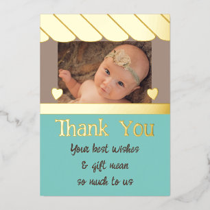 Vielen Dank für Ihre neuen Babygeschenke Braune Mi Folieneinladung