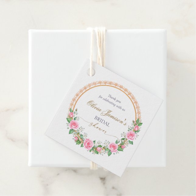 Vielen Dank für Ihre Rose & Baby's Breath Bridal W Geschenkanhänger (Beispiel)