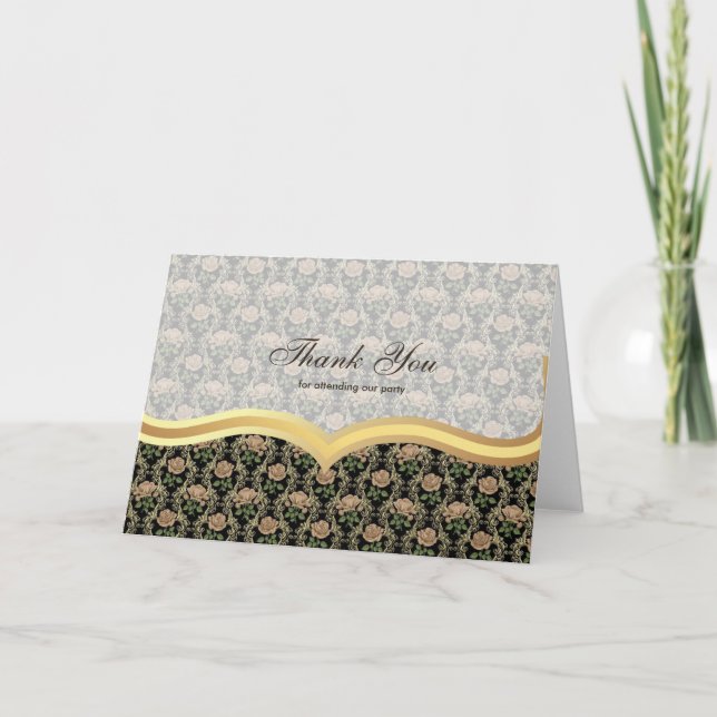 Vielen Dank für Ihre Rose über das antike Gold Dankeskarte (Vorderseite)