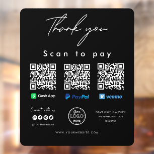 Vielen Dank für Ihre Scan Logos QR Code Bezahlung Fensteraufkleber