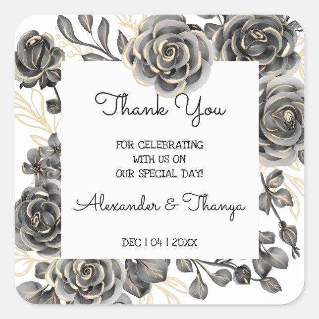 Vielen Dank für Ihre Teilnahme an der Gastgeschenk Quadratischer Aufkleber (Vorderseite)