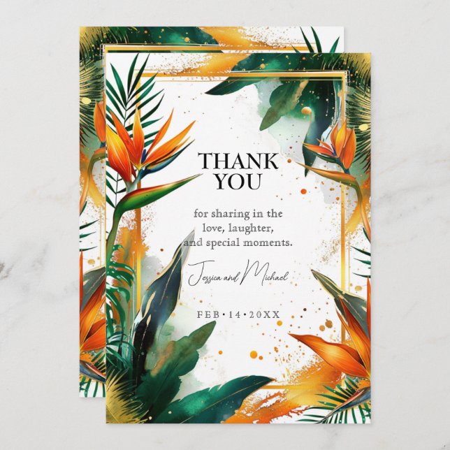 Vielen Dank für Ihre vertikalen Vögel im Paradies  Dankeskarte (Vorne/Hinten)