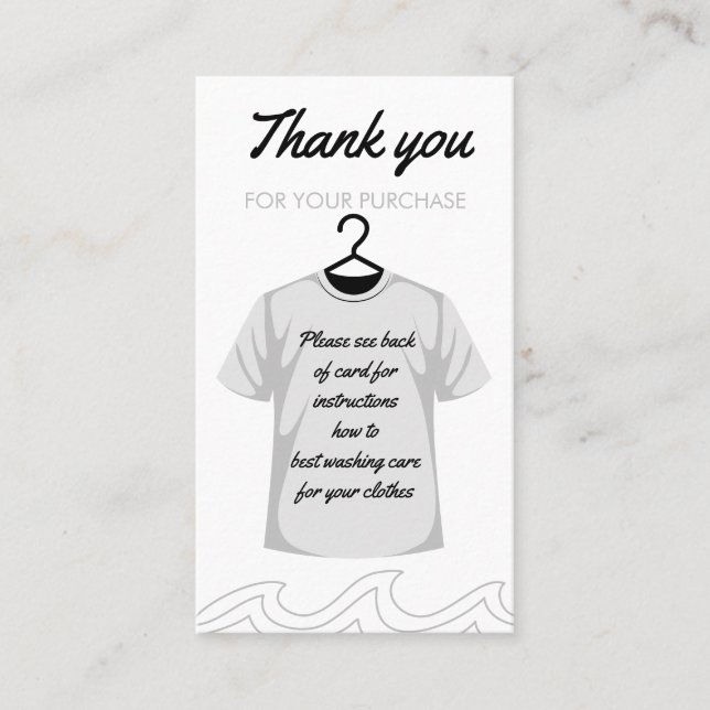 Vielen Dank für Ihre Wasch- und Pflegeanweisungen Visitenkarte (Vorderseite)