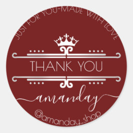 Vielen Dank für Ihre Web-Boutique Shop Royal Crown Runder Aufkleber