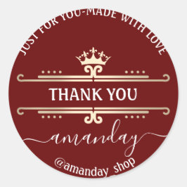 Vielen Dank für Ihre Web-Boutique Shop Royal Crown Runder Aufkleber