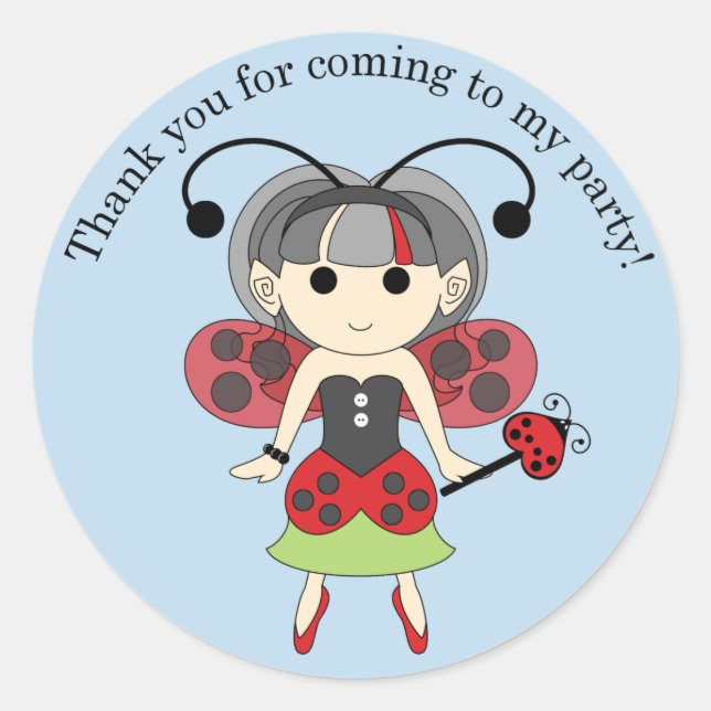 Vielen Dank für Ihren Besuch Ladybug Fairy Sticker (Vorderseite)