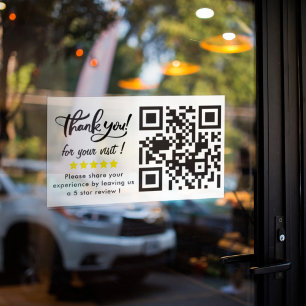 Vielen Dank für Ihren Besuch QR Code 5 Star Review Aufkleber
