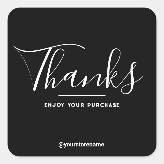 Vielen Dank für Ihren Einkauf-Aufkleber Quadratischer Aufkleber (Vorderseite)