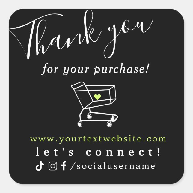 Vielen Dank für Ihren Einkauf bei uns Quadratischer Aufkleber (Vorderseite)
