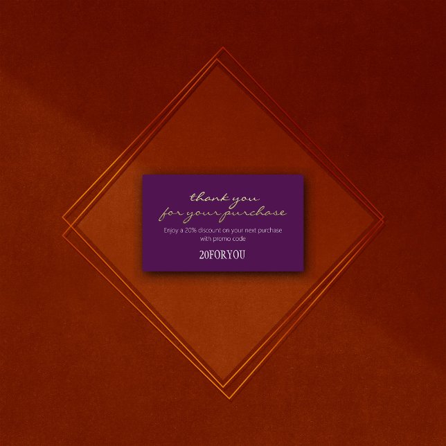Vielen Dank für Ihren Einkauf Code Violet Gold Rab Visitenkarte (Thank You FOR PURCHASE Discount Code Violet Gold Business Card)