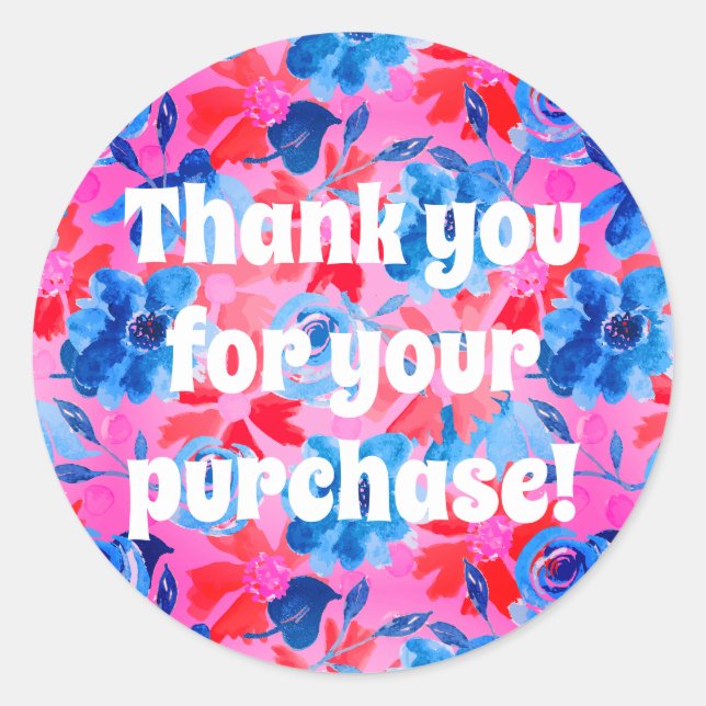 Vielen Dank für Ihren Einkauf Fettfloral Runder Aufkleber (Vorderseite)