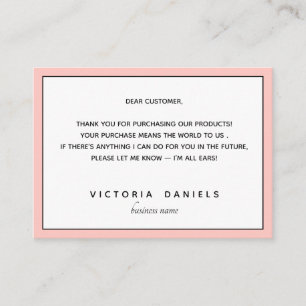 Vielen Dank für Ihren Kauf   Rosa Feminine Begleitkarte