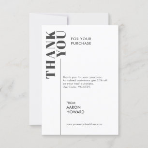 Vielen Dank für Ihren Kauf, schwarz und weiß Dankeskarte