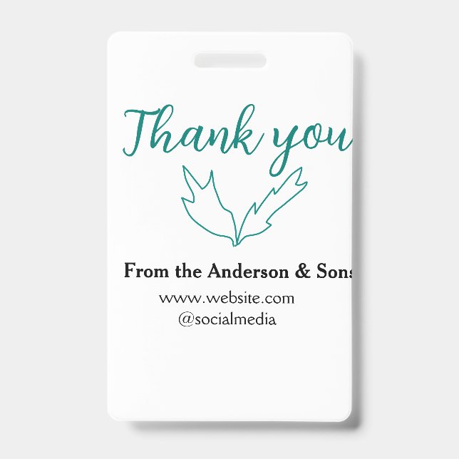 Vielen Dank für Ihren Namen auf der Website des Un Ausweis (Vorderseite)