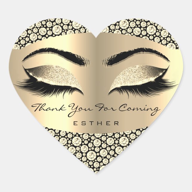 Vielen Dank für Ihren Namen Heart Diamond Gold Herz-Aufkleber (Vorderseite)