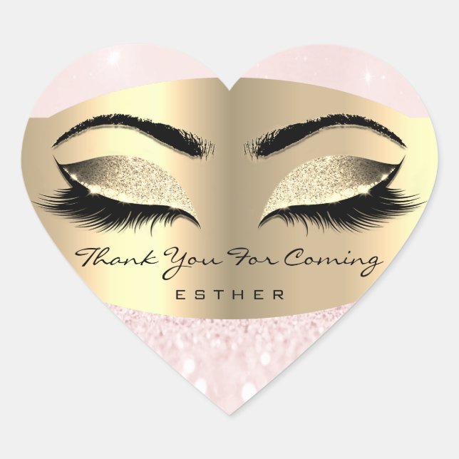 Vielen Dank für Ihren Namen Heart Pink Gold 16. Herz-Aufkleber (Vorderseite)