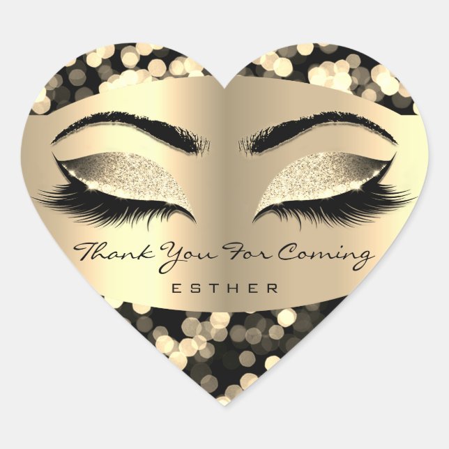 Vielen Dank für Ihren Namen Herz Confetti Gold Herz-Aufkleber (Vorderseite)