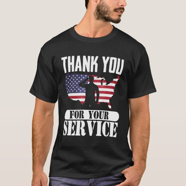 Vielen Dank für Ihren Service Patriotic Veterans D T-Shirt (Vorderseite)