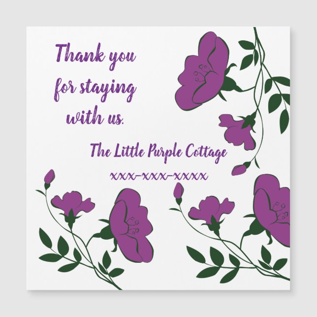 Vielen Dank für Ihren Urlaub Rental Floral House G Magnetkarte (Vorderseite)