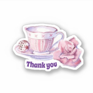 Vielen Dank für Kaffee und Rose Aufkleber