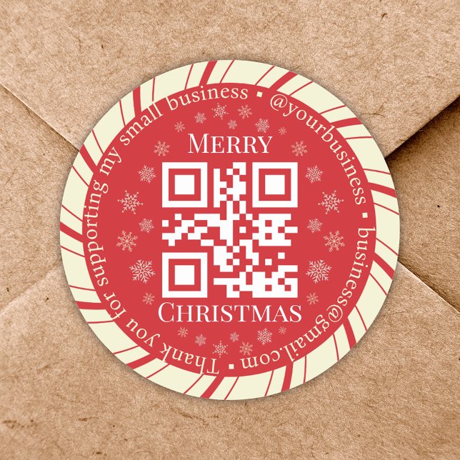 Vielen Dank für kleine Unternehmen qcode Weihnacht Runder Aufkleber (Von Creator hochgeladen)