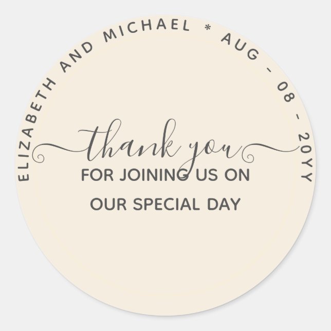 Vielen Dank für Monochrome Runder Aufkleber (Vorderseite)