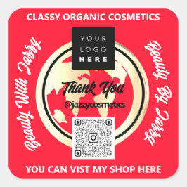 Vielen Dank für QR-Code Logo Gold MAP Red Quadratischer Aufkleber