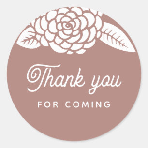 Vielen Dank fürs Kommen. Mauve Blumen Baby Shower Runder Aufkleber