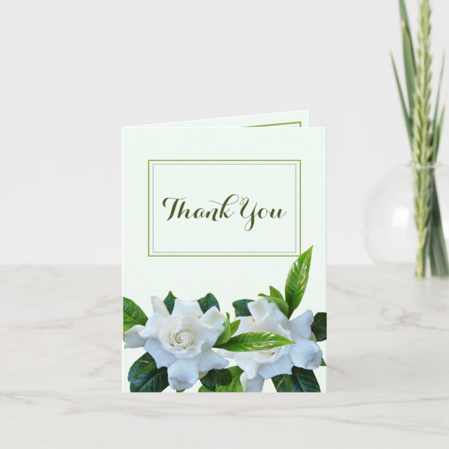 Vielen Dank Gardenia Blume Note Card Dankeskarte (Vorderseite)