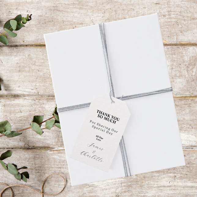 Vielen Dank, Gastgeschenk Hochzeit aus schwarzem u Geschenkanhänger (Front)