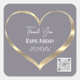 Vielen Dank Gastgeschenk Hochzeit QR CODE Gray Gol Quadratischer Aufkleber