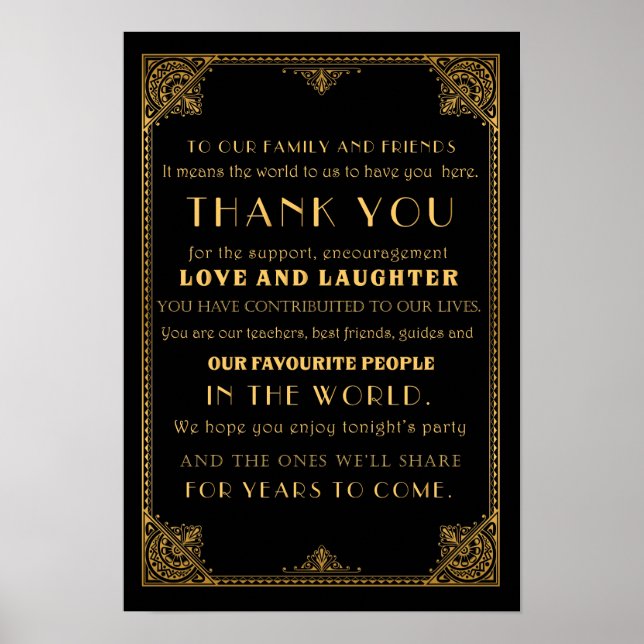 Vielen Dank Gatsby inspiriert Hochzeitskarte Poster (Vorne)