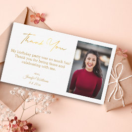 Vielen Dank Geburtstag Gold Foto Chic Mitteilungskarte