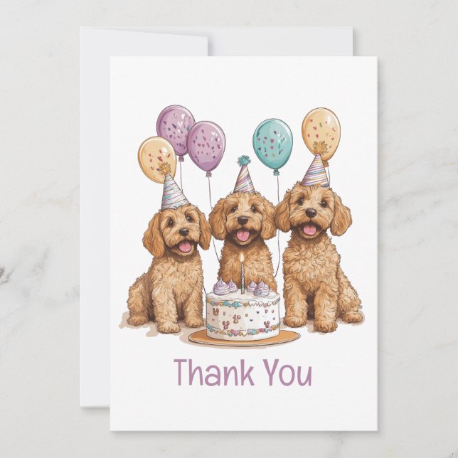 Vielen Dank Geburtstag Goldendoodle Hunde Geburtst Dankeskarte (Vorderseite)