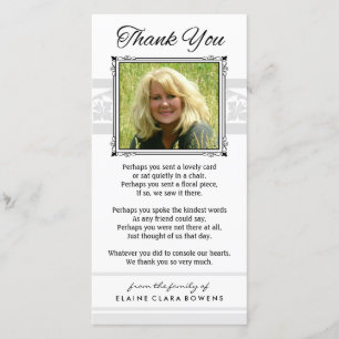 Vielen Dank Gedenkkarte Weiß & Grau Dankeskarte