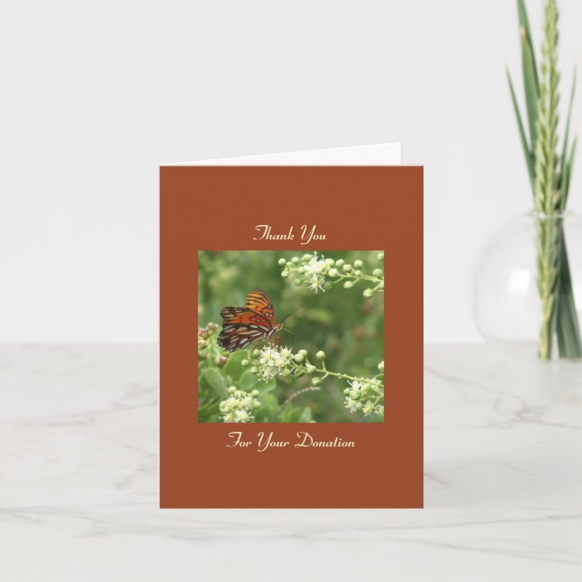 Vielen Dank Gedenkspende, Orange Butterfly Hinweis Dankeskarte (Vorderseite)