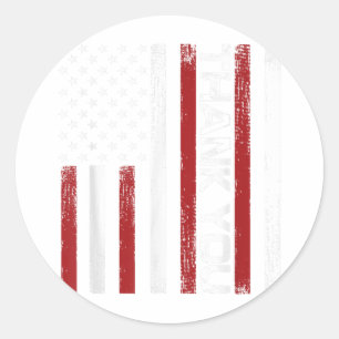 Vielen Dank Gedenktag Retro American Flag Salute Runder Aufkleber